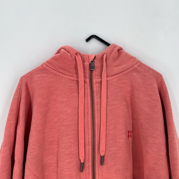 Sweaty Betty Semi Cropped Full Zip Slouchy Hoodie In Blush Pink - Picture 1 of 6